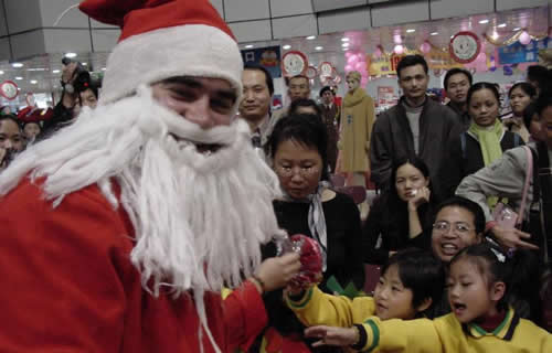 Photo by John Wotherspoon - Me as Santa, Zhaoqing 2002