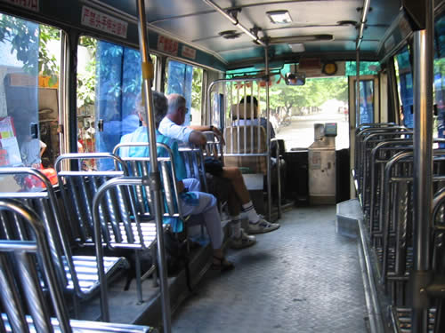 buses in China with metal seats