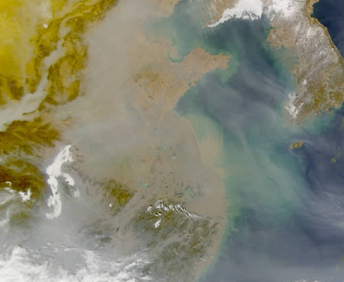 satellite image show pollution over China